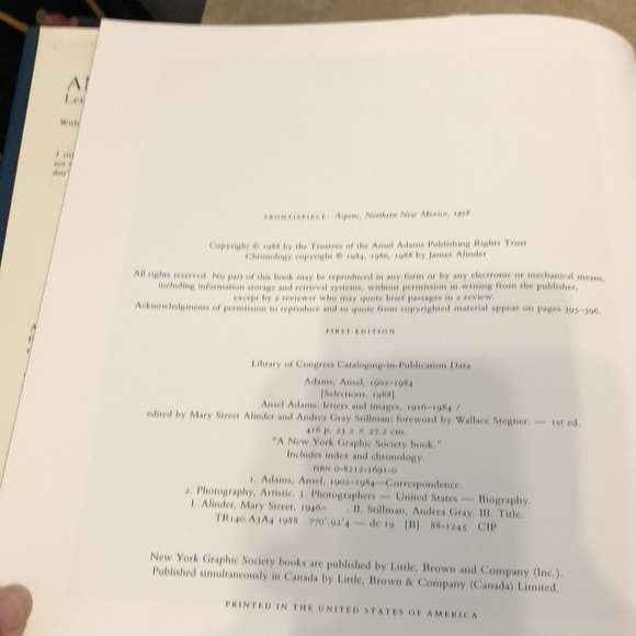Ansel Adams First Edition Coffee Table Book 1988 letters and photos photography - Picture 5 of 8